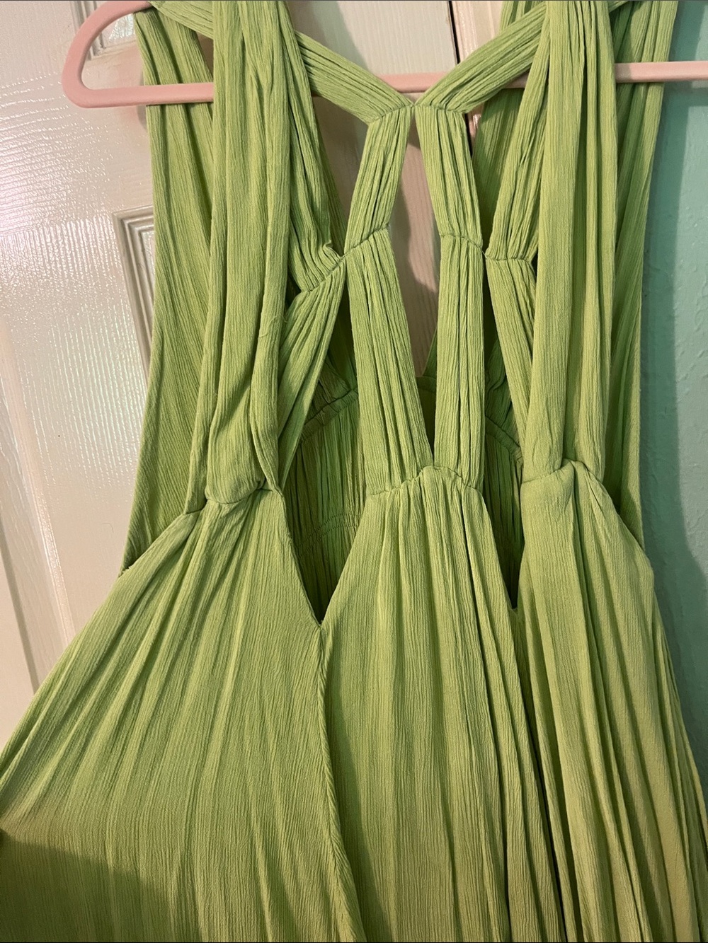 We The Free Light Green High-Low V-Neck Flow Dress - Picture 3 of 4